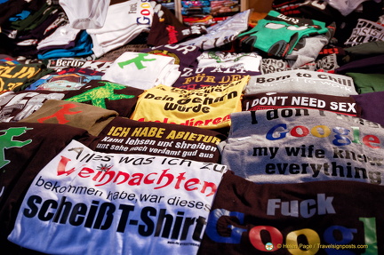 T-shirt stall at the Kaiser Wilhelm Memorial Church Christmas Market